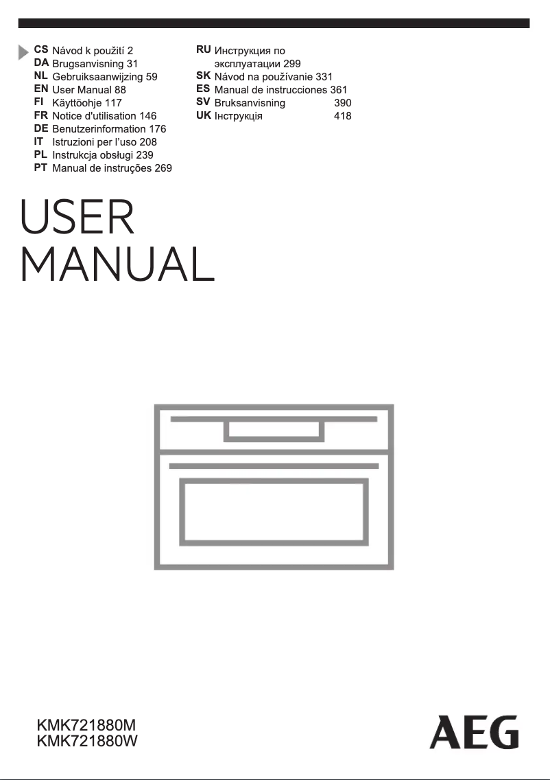 Page 1 de la notice Manuel utilisateur AEG KMK721880W