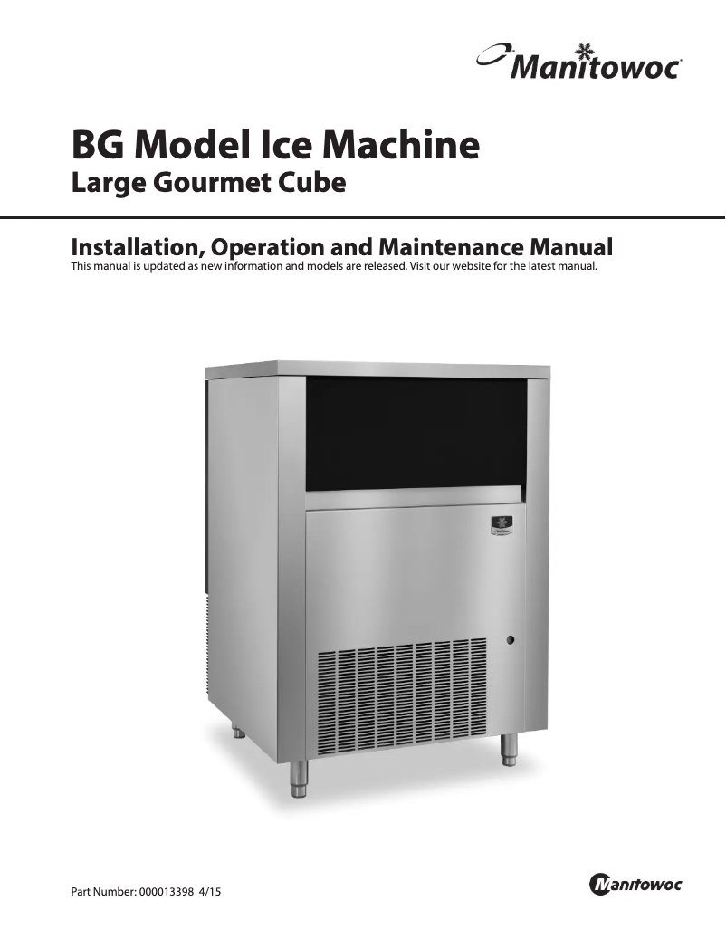 Page n°1 - Manuel utilisateur Manitowoc BG-0260A