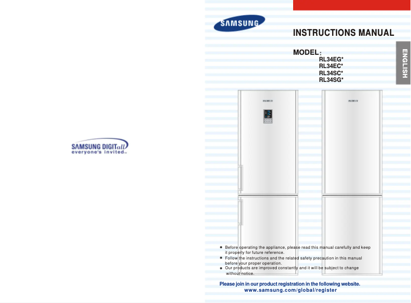 Page 1 de la notice Manuel utilisateur Samsung RL34ECMS