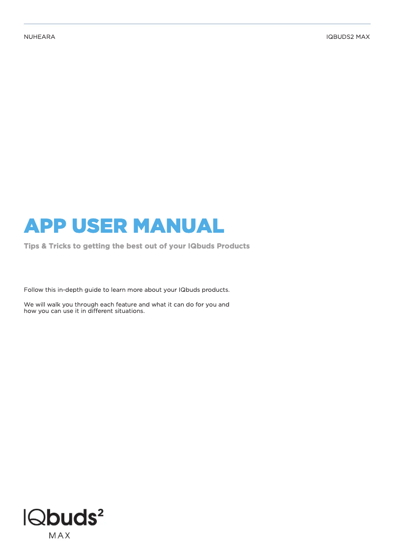 Image de la première page du manuel de l'appareil IQbuds2 MAX