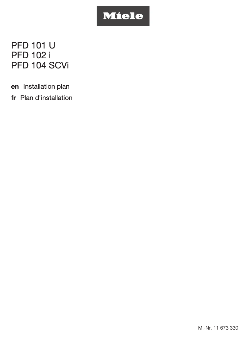 Page 1 de la notice Guide d'installation Miele PFD 102 i