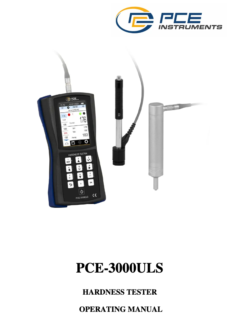 Page 1 de la notice Manuel utilisateur PCE Instruments PCE-3000ULS