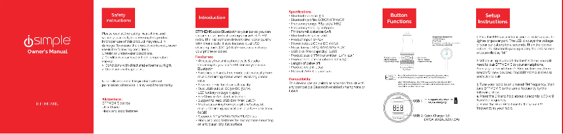 Page 1 de la notice Manuel utilisateur iSimple BTFMEMIS