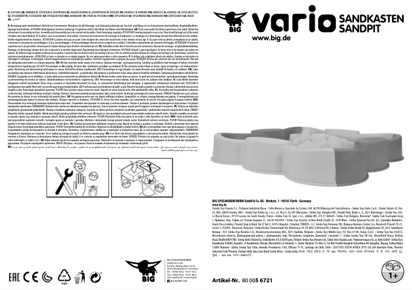 Page n°1 - Manuel utilisateur BIG Vario Sandpit