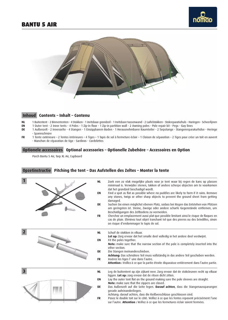 Page 1 de la notice Manuel utilisateur Nomad Bantu 5 Air
