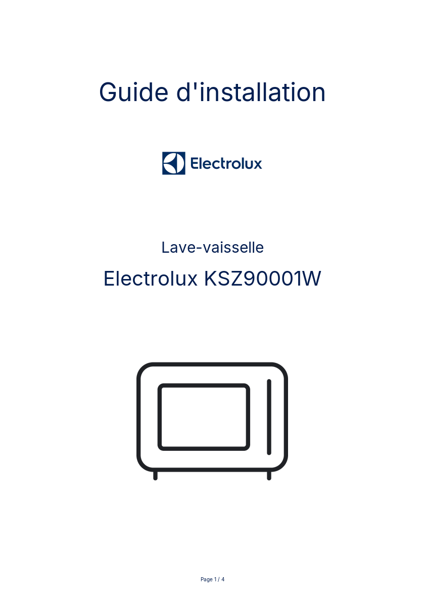 Image de la première page du manuel de l'appareil KSZ90001W