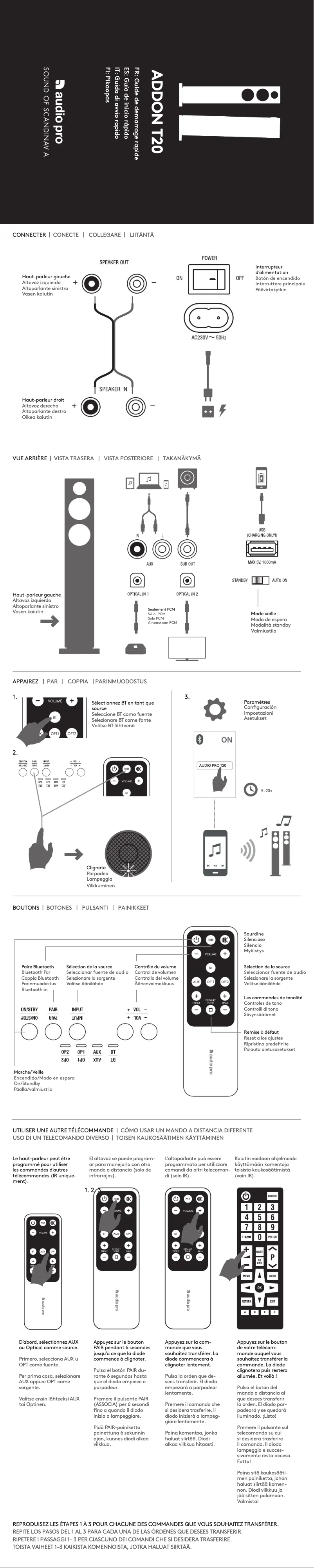 Page 1 de la notice Manuel utilisateur Audio Pro Addon T20