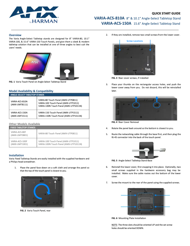 Page n°1 - Manuel utilisateur AMX VARIA-ACS-150A