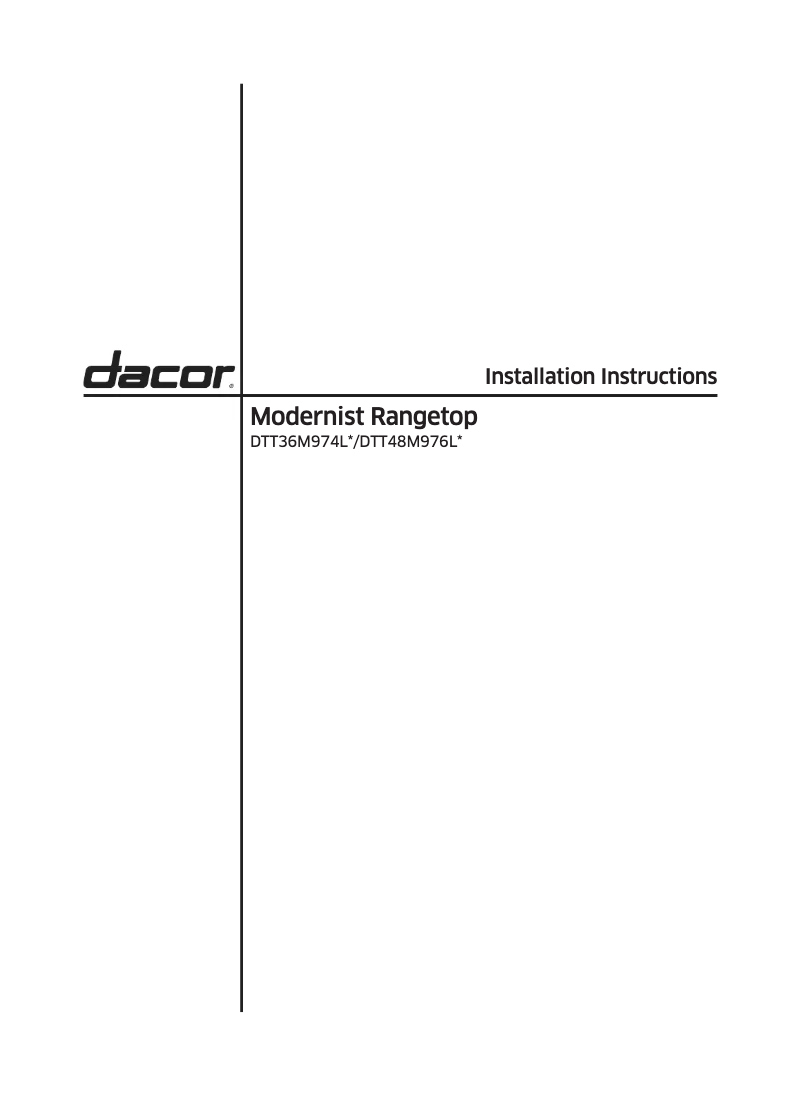 Page 1 de la notice Guide d'installation Dacor Modernist DTT48M976LS