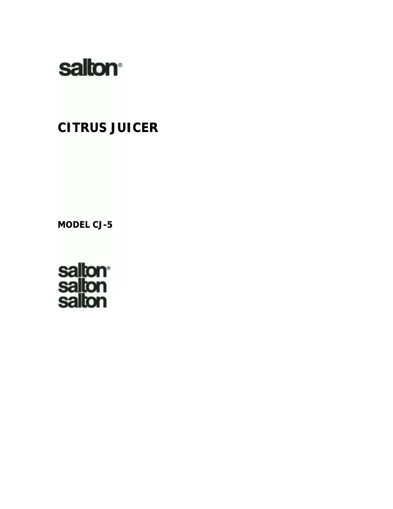 Page n°1 - Manuel utilisateur Salton CJ5