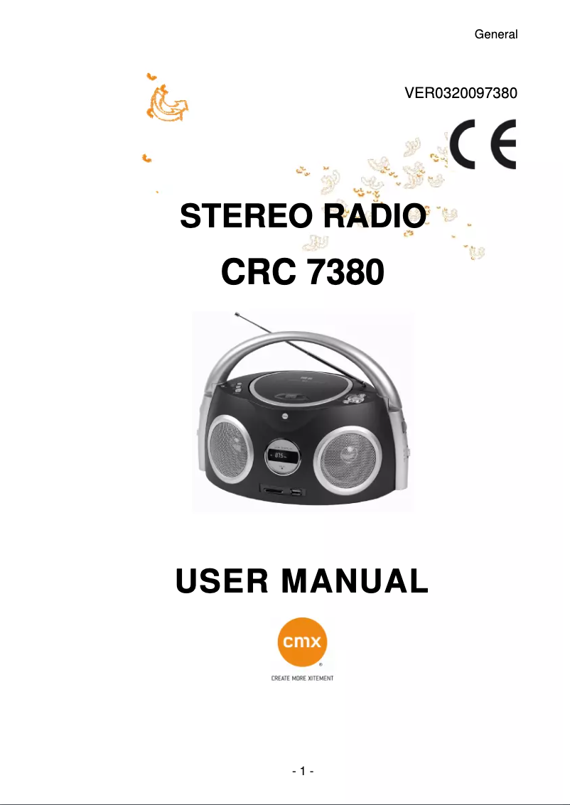 Page n°1 - Manuel utilisateur CMX CRC 7380