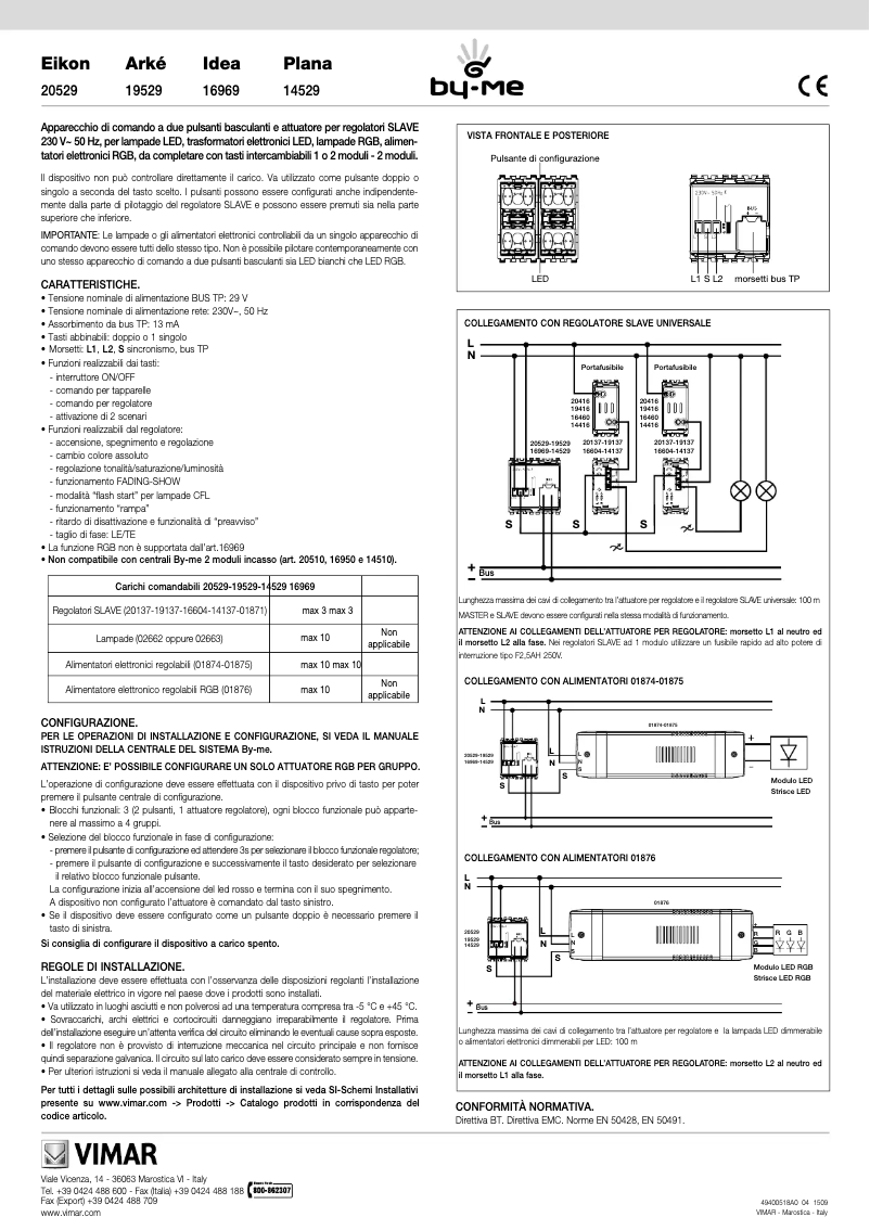 Page 1 de la notice Manuel utilisateur Vimar 14529