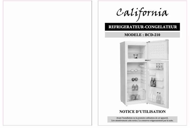 Page n°1 - Manuel utilisateur California BCD-210