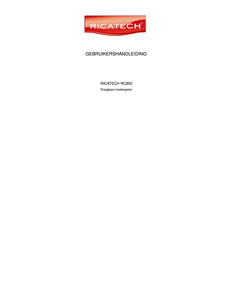 Page 1 de la notice Manuel utilisateur Ricatech RC850