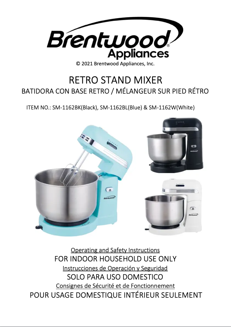 Page n°1 - Manuel utilisateur Brentwood SM-1162W