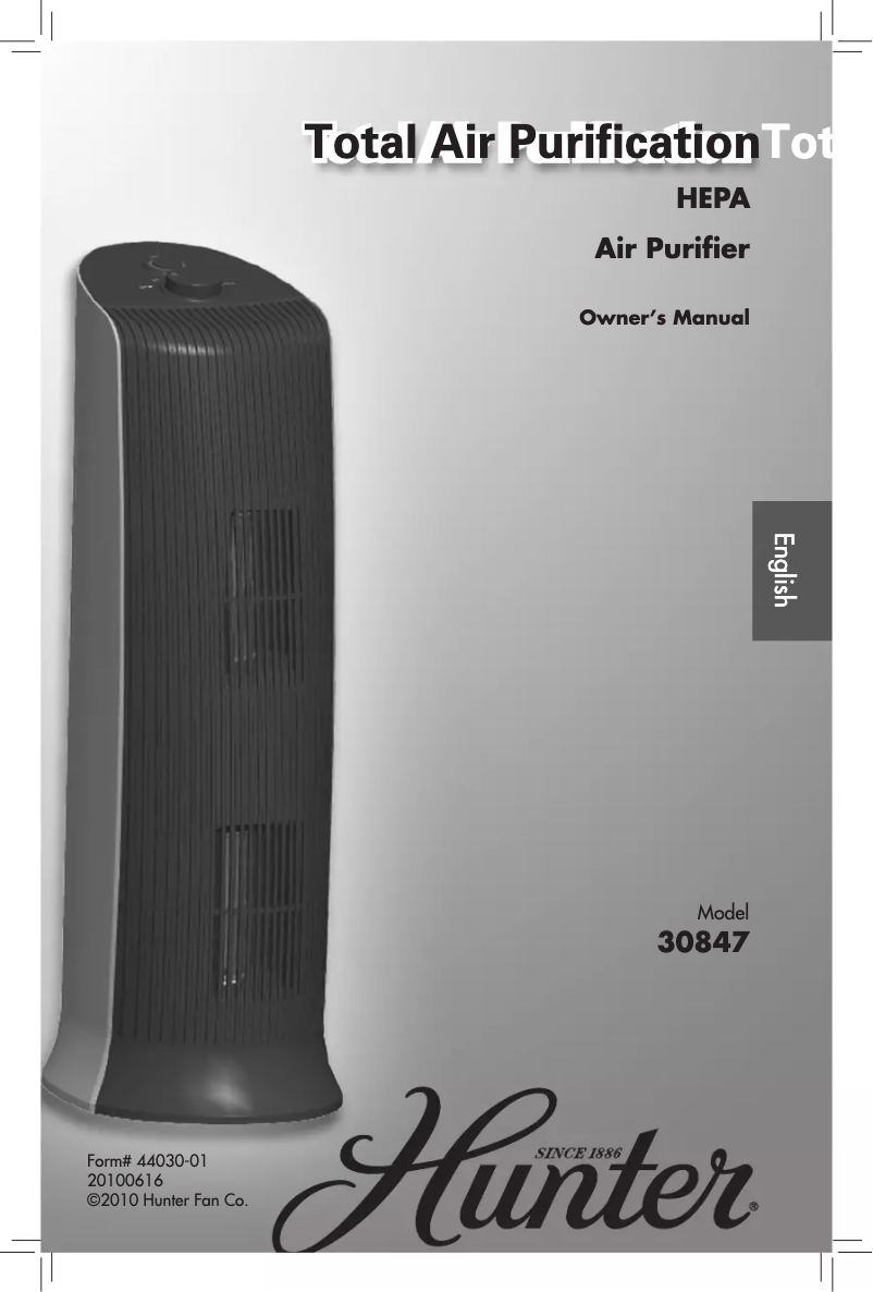 Page n°1 - Manuel utilisateur Hunter Hepa 30847