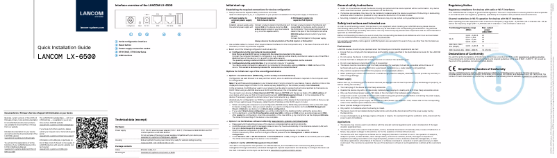 Page 1 de la notice Guide d'installation Lancom LX-6500