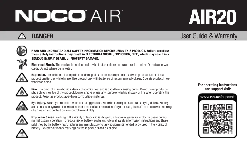 Page n°1 - Manuel utilisateur NOCO AIR20