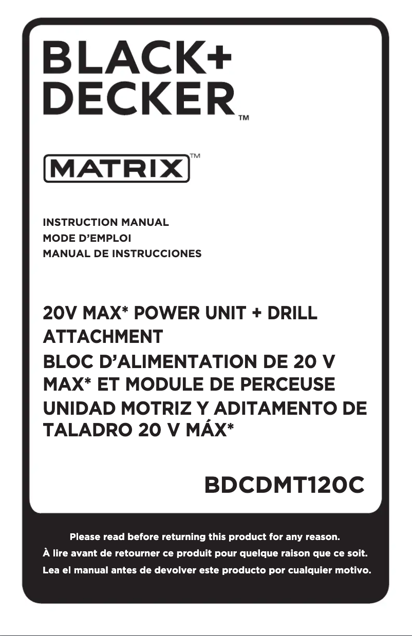 Image de la première page du manuel de l'appareil BDCDMT120C