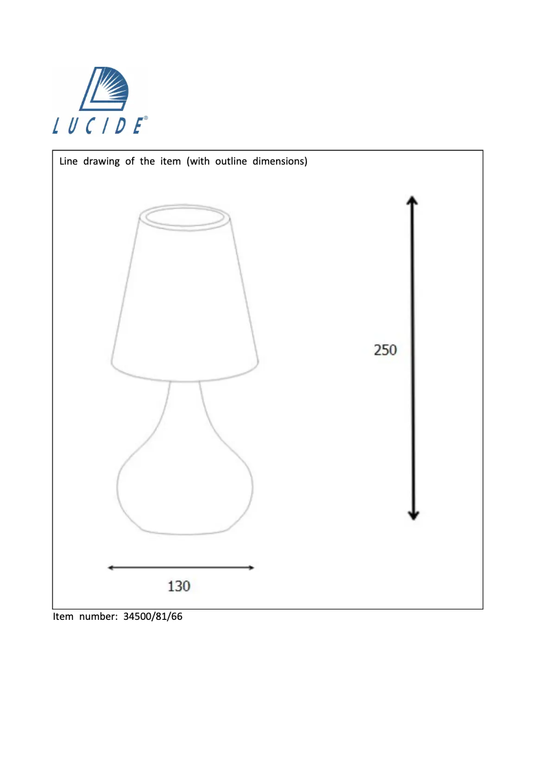 Page 1 de la notice Manuel utilisateur Lucide Isla 34500/81/66