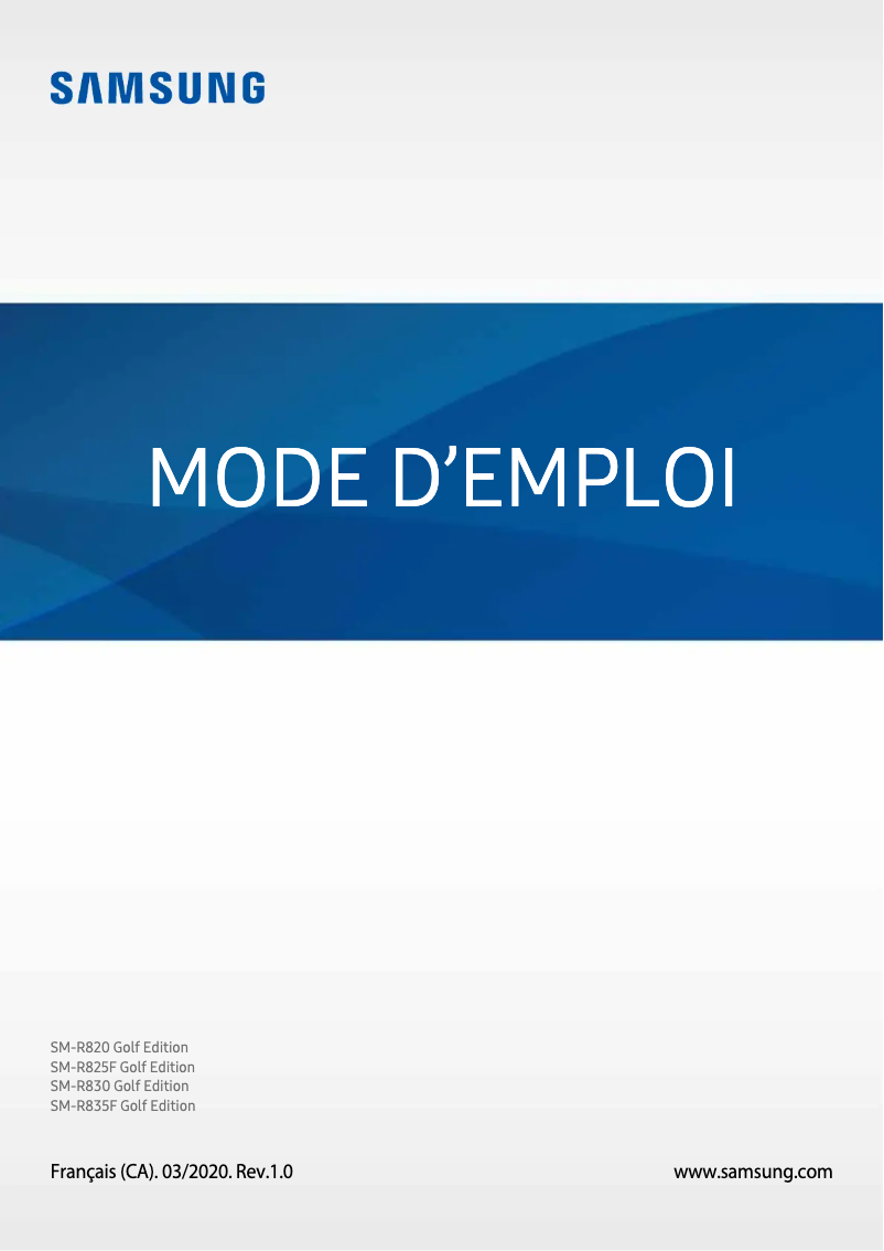 Page 1 de la notice Manuel utilisateur Samsung Galaxy Watch Active 2