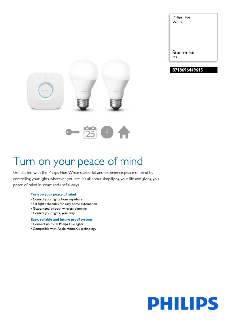 Page 1 de la notice Manuel utilisateur Philips hue 929001137004