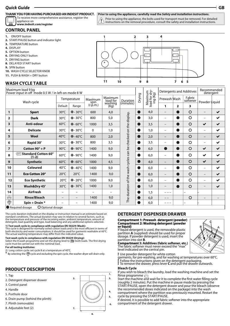 Image de la première page du manuel de l'appareil XWDE 961480X WSSS EU