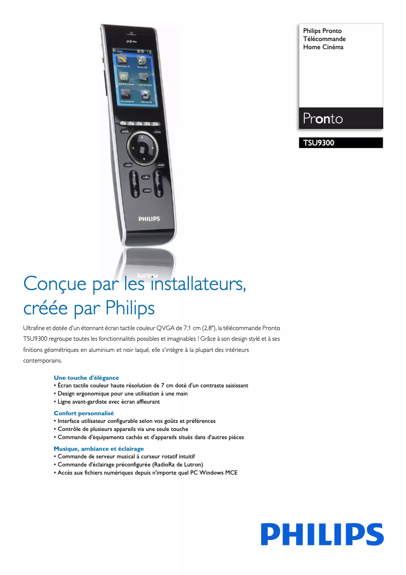 Page 1 de la notice Manuel utilisateur Philips TSU9300