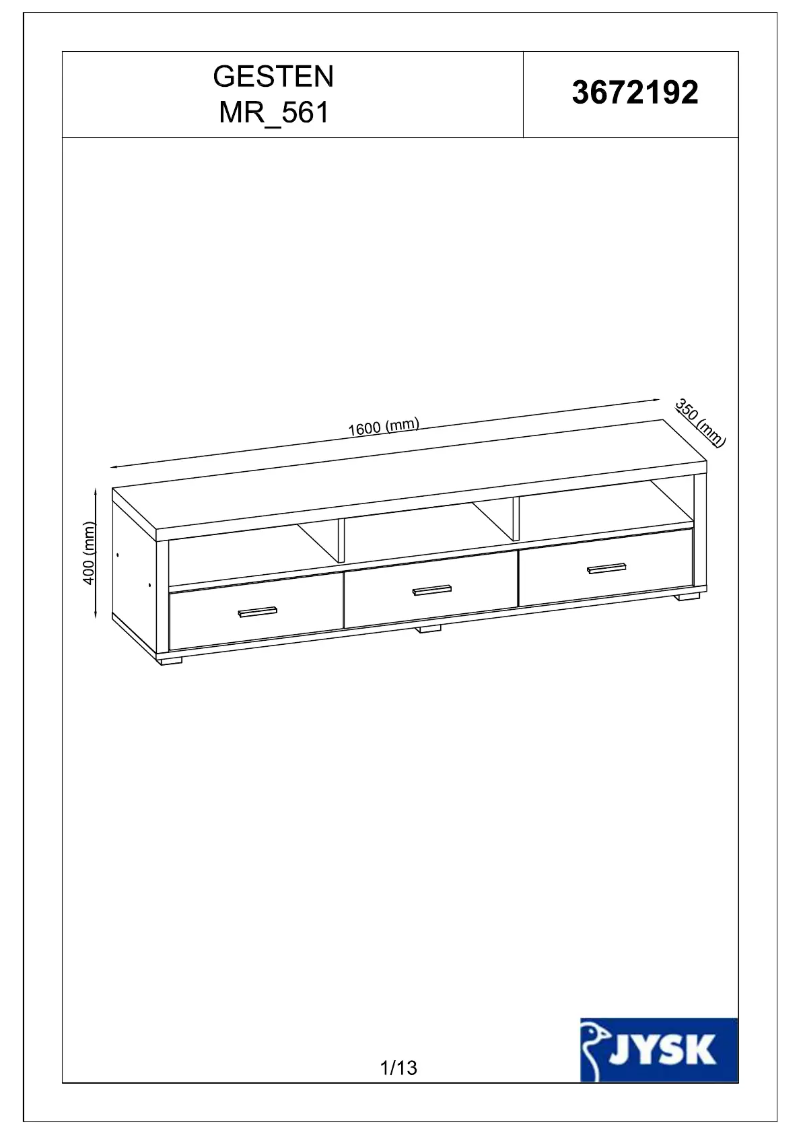 Page n°1 - Manuel utilisateur JYSK Gesten