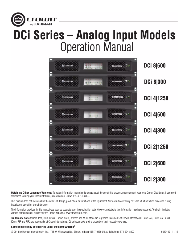Page 1 de la notice Manuel utilisateur Crown DriveCore Install 4|600