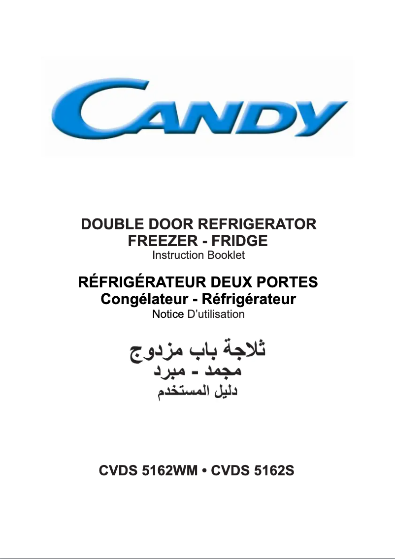Page n°1 - Manuel utilisateur Candy CVDS 5162WM