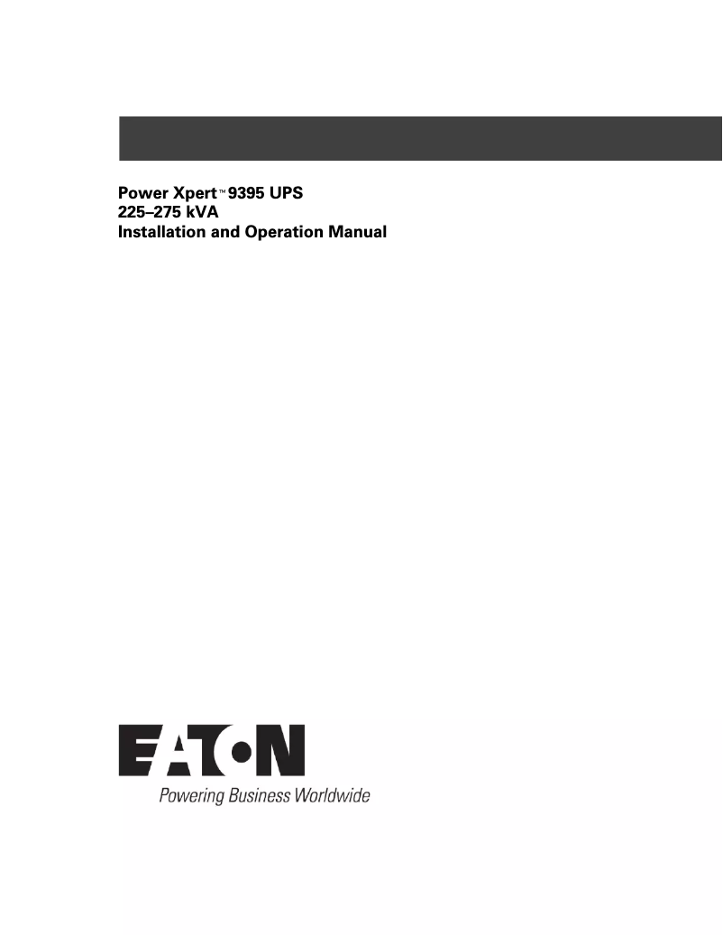 Page n°1 - Manuel utilisateur Eaton Power Xpert 9395