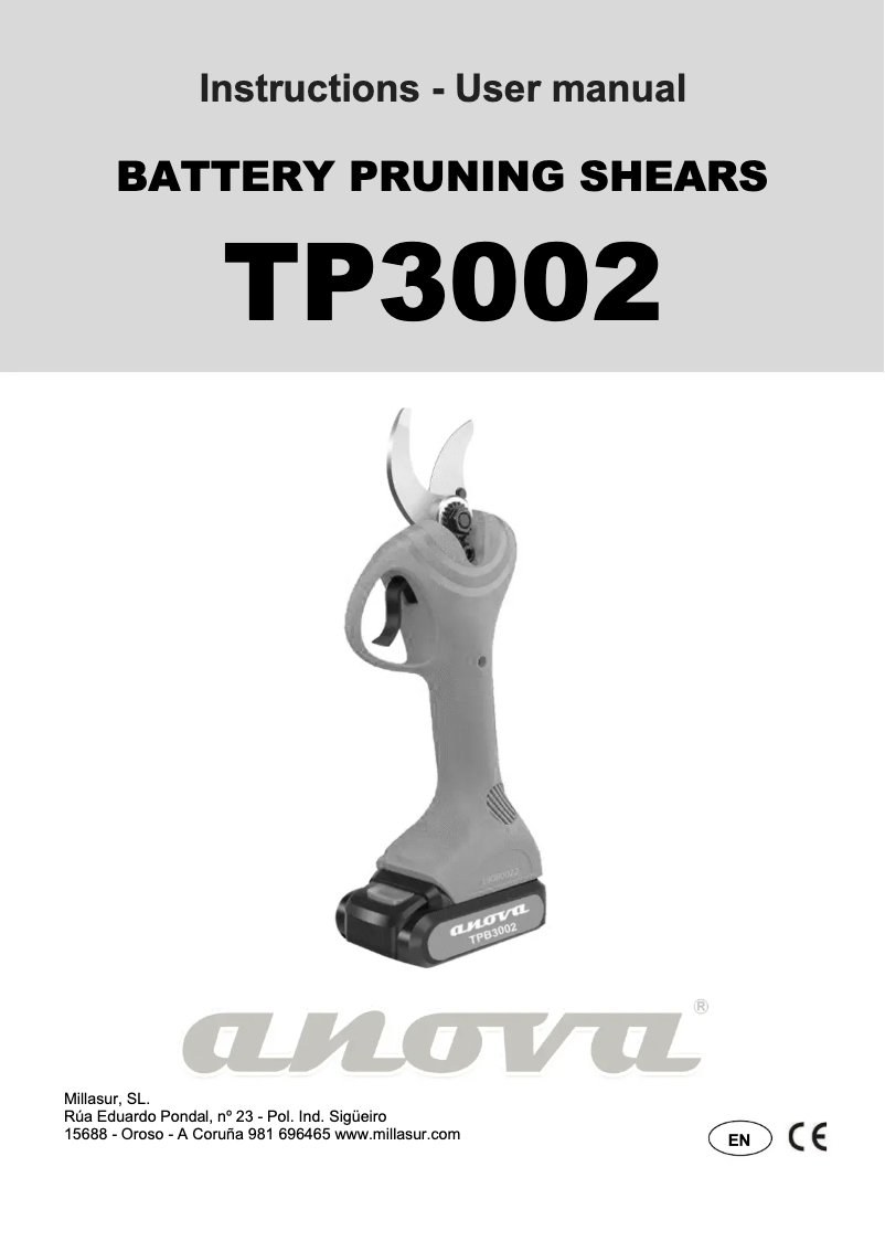 Page n°1 - Manuel utilisateur Anova TPB3002