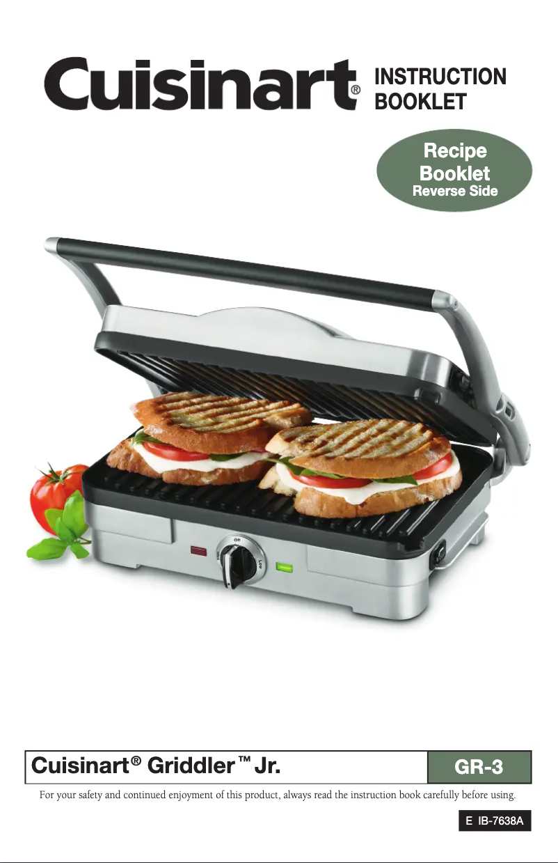 Page 1 de la notice Manuel utilisateur Cuisinart GR-3