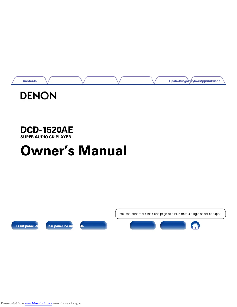 Página 1 del manual Manual de usuario Denon DCD-1520S