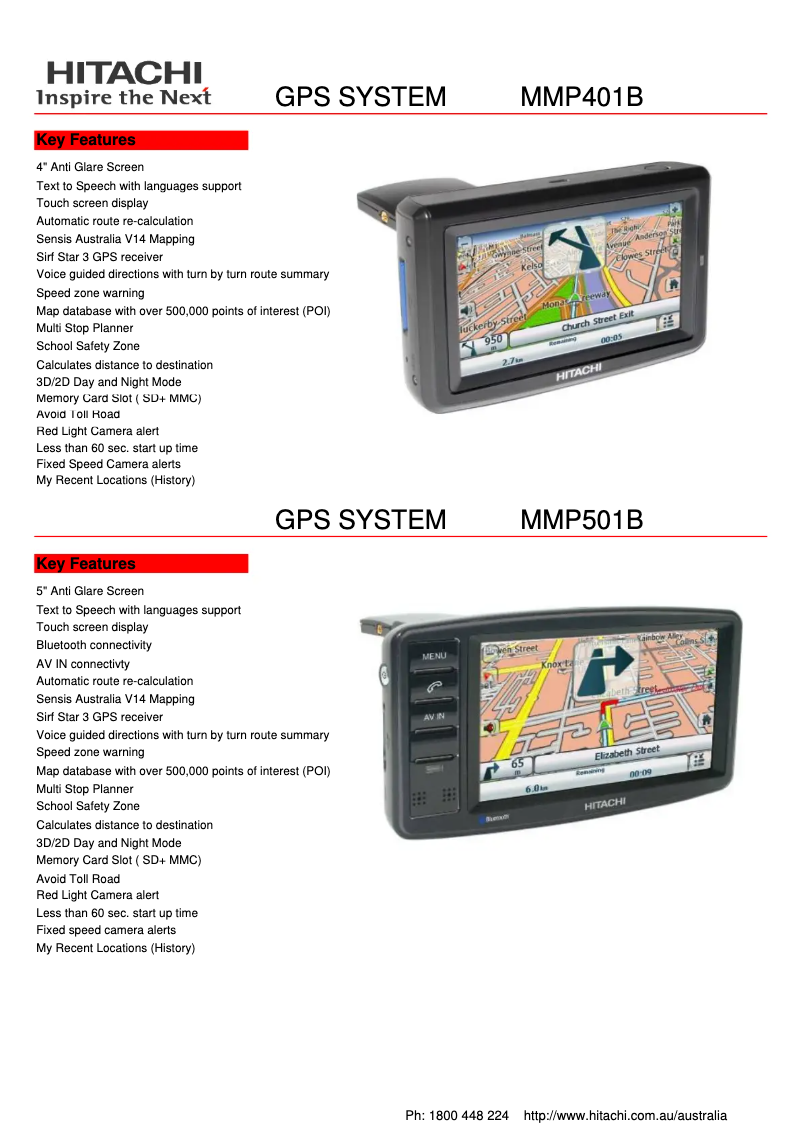 Page n°1 - Fiche technique Hitachi MMP401B