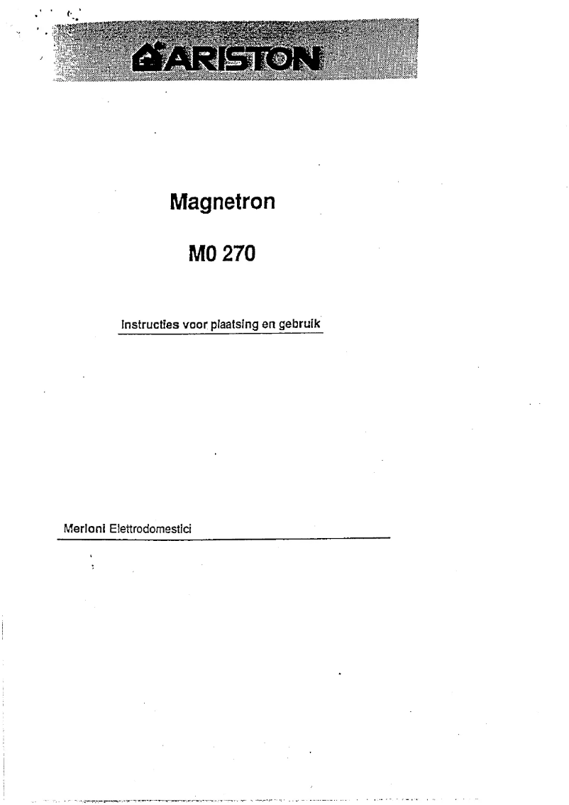 Page n°1 - Manuel utilisateur Ariston Thermo MO 270