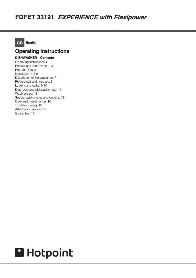 Page 1 de la notice Manuel utilisateur Hotpoint FDFET 33121 P Ecotech