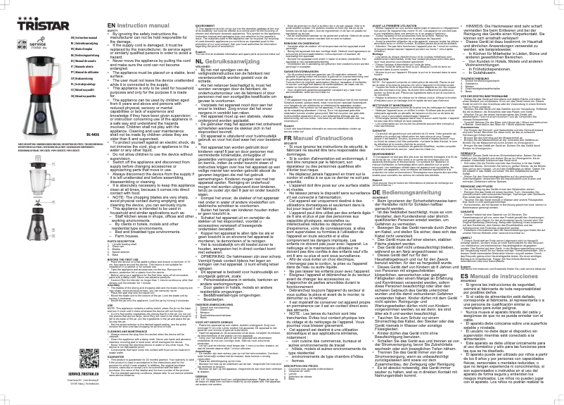 Page n°1 - Manuel utilisateur TriStar BL-4436