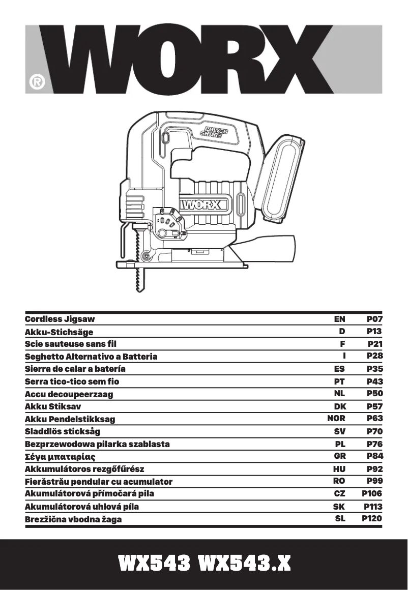 Page 1 de la notice Manuel utilisateur Worx WX543