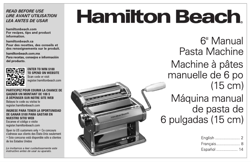 Page n°1 - Manuel utilisateur Hamilton Beach 86655