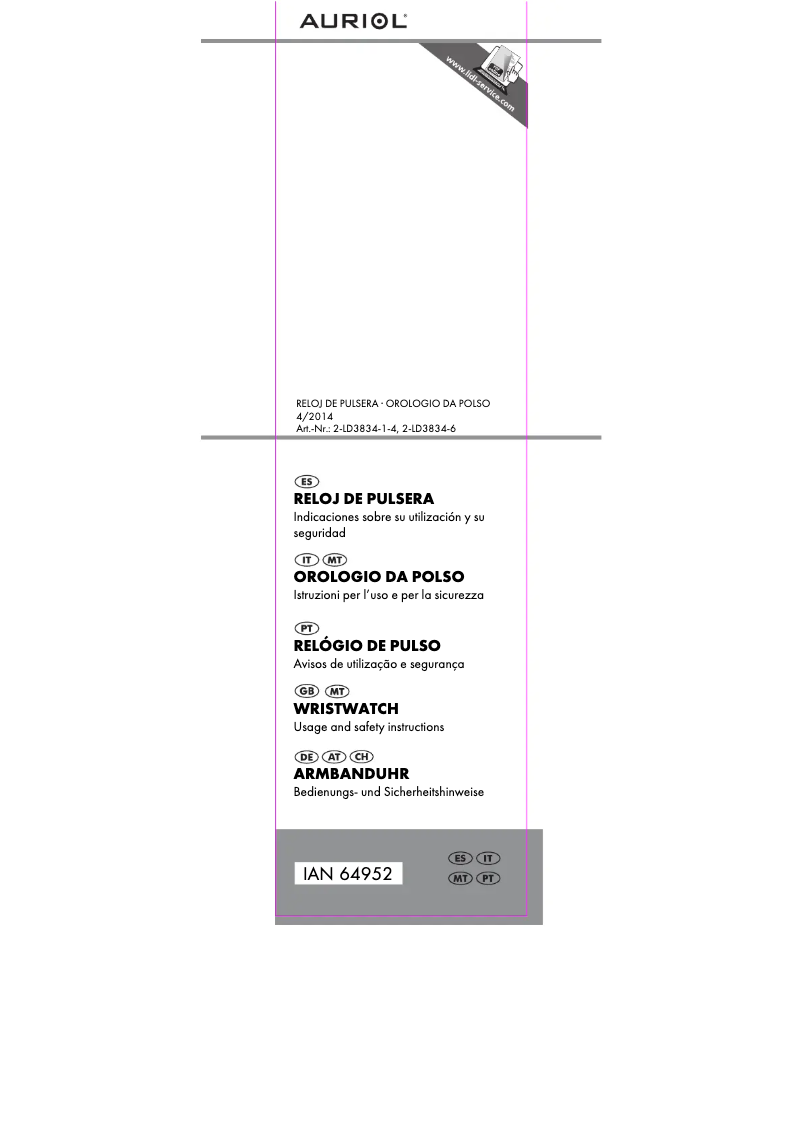 Page 1 de la notice Manuel utilisateur Auriol IAN 64952