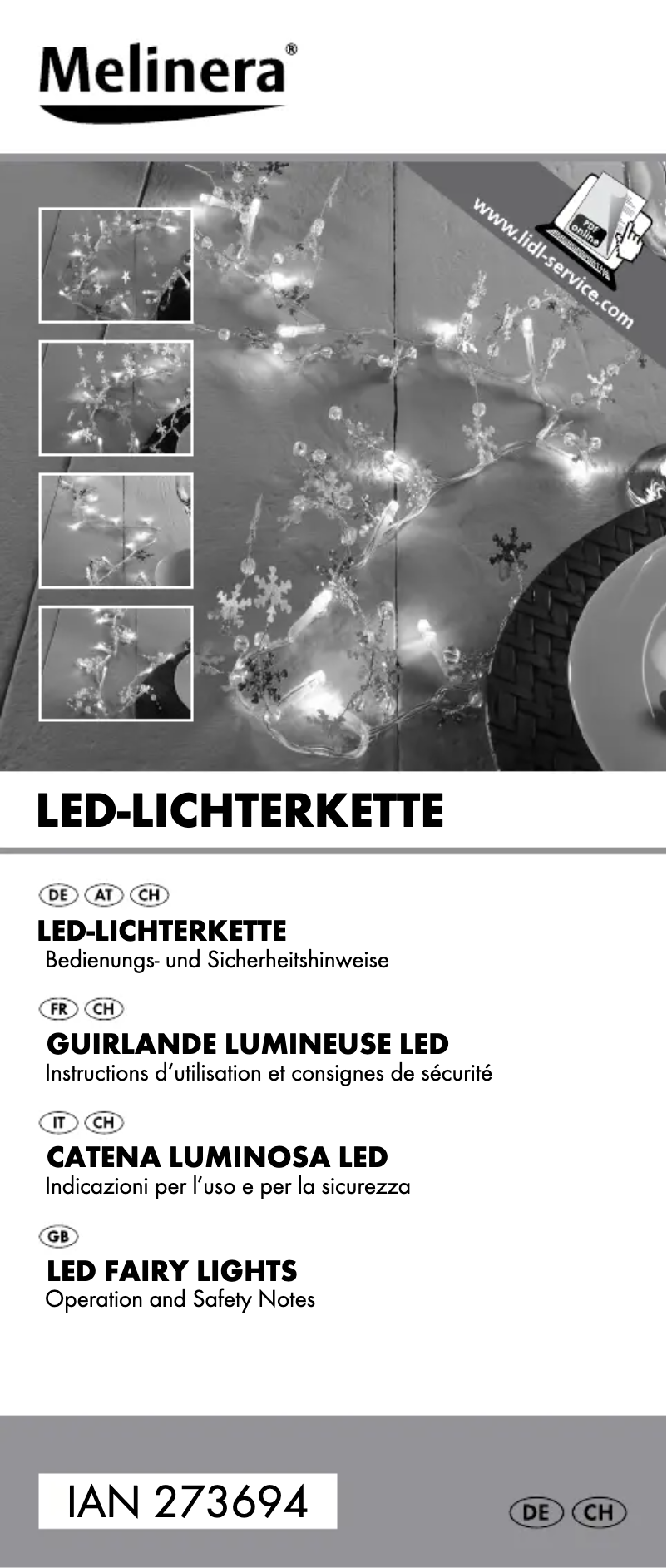 Page 1 de la notice Manuel utilisateur Melinera IAN 273694