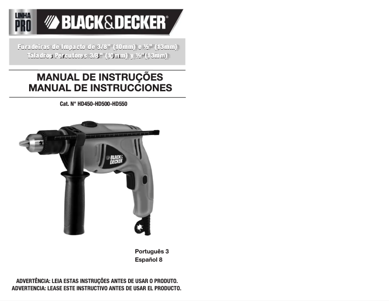 Page 1 de la notice Manuel utilisateur Black & Decker HD505