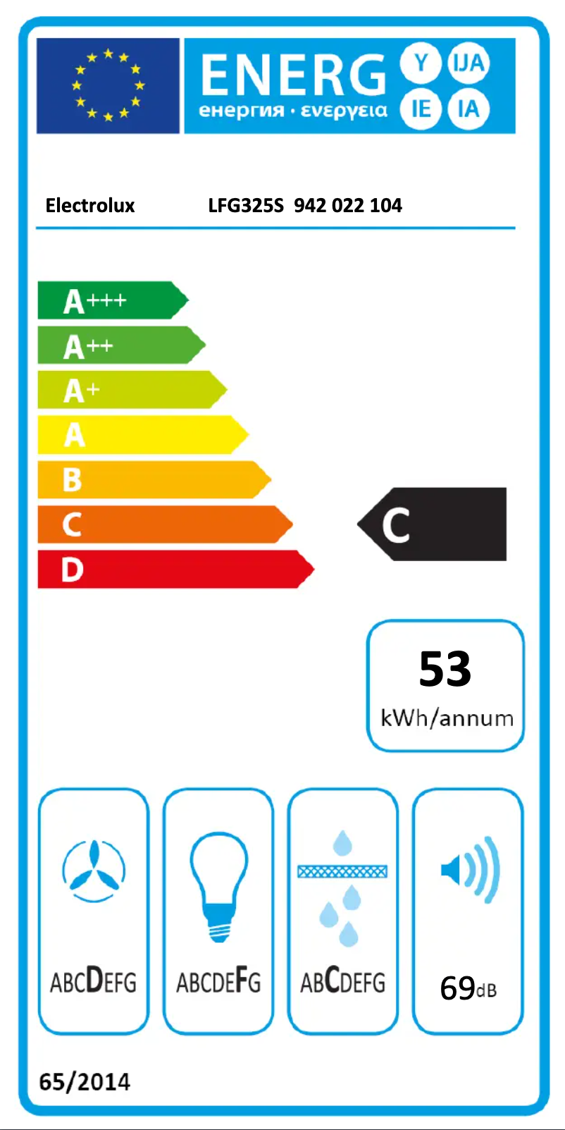 Page 1 de la notice Manuel utilisateur Electrolux LFG325S