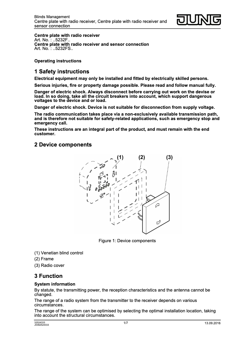 Page n°1 - Manuel utilisateur JUNG ABAS5232FS