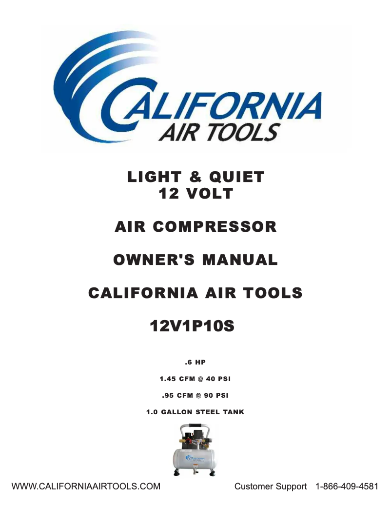 Page 1 de la notice Manuel utilisateur California Air Tools 12V1P10S