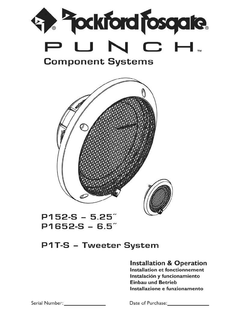 Page 1 de la notice Manuel utilisateur Rockford Fosgate Punch P1T-S