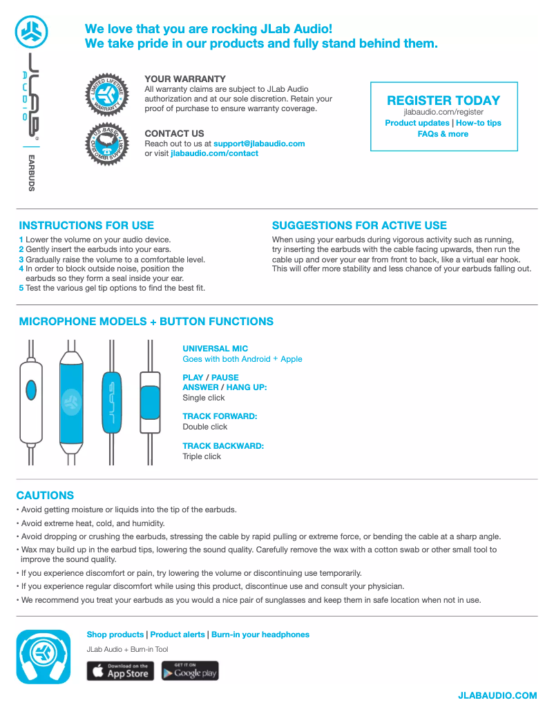 Page 1 de la notice Manuel utilisateur JLab Metal