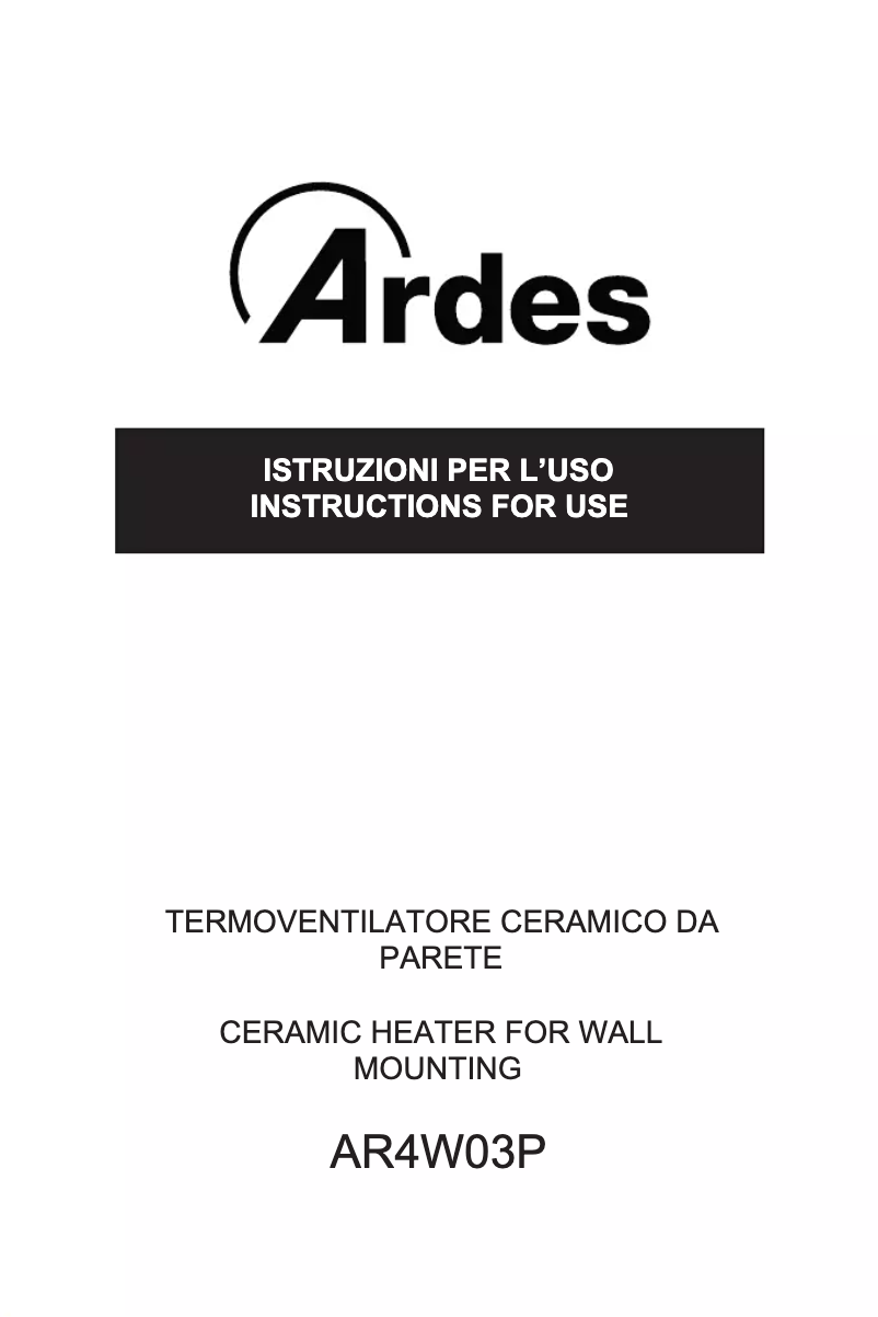 Page n°1 - Manuel utilisateur Ardes AR4W03P